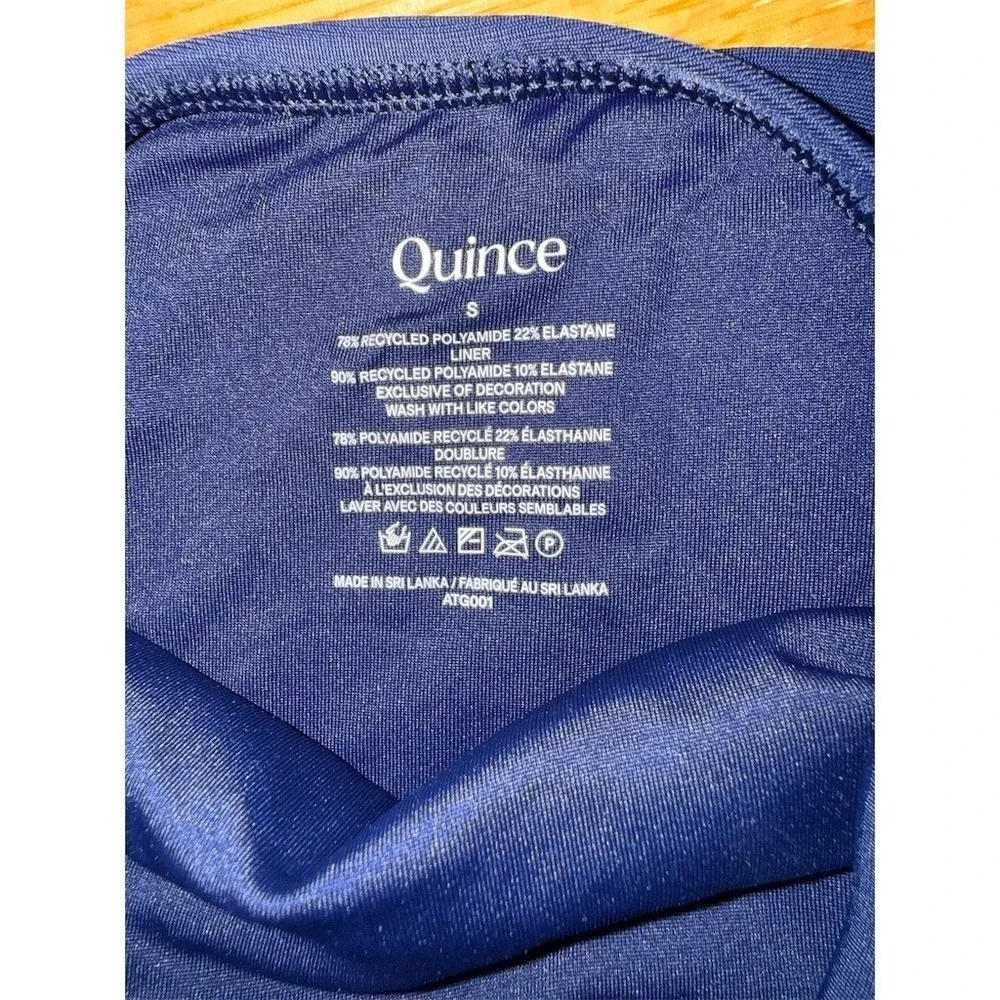 Quince Italian One-Piece Swimsuit Womens Size M Navy Blue Crossback Adjustable